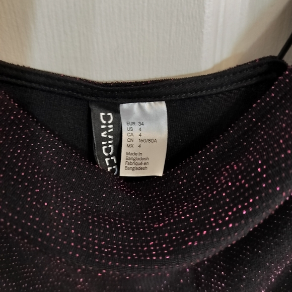 Sparkling V neck dark purple bodycon dress HM size 4 (with tag) - Picture 5 of 5